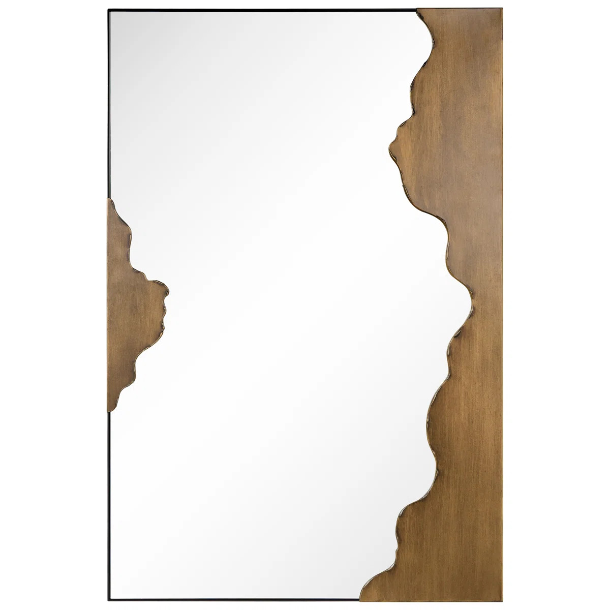 Antique Gold Edge Tear Rectangular Wall Mirror Featuring a Brushed Antique Gold Iron Frame | Wayfair North America