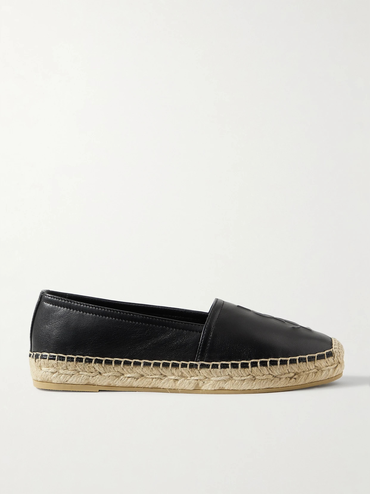 SAINT LAURENT - Logo-embossed Leather Espadrilles - Black | NET-A-PORTER (US)