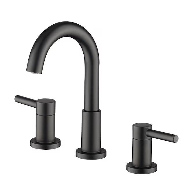 allen + roth Harlow Matte Black 2-handle Widespread WaterSense High-arc Bathroom Sink Faucet with... | Lowe's