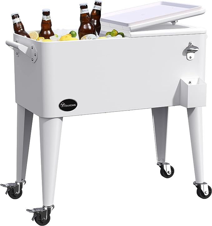 YITAHOME Cooler Cart with Bottle Opener Drainage, Portable Patio Cooler on Wheels, Outdoor Bevera... | Amazon (US)