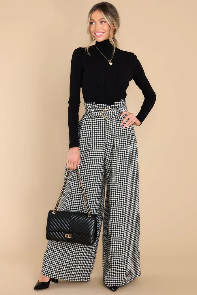 Counting Every Minute Black Houndstooth Pants | Red Dress 