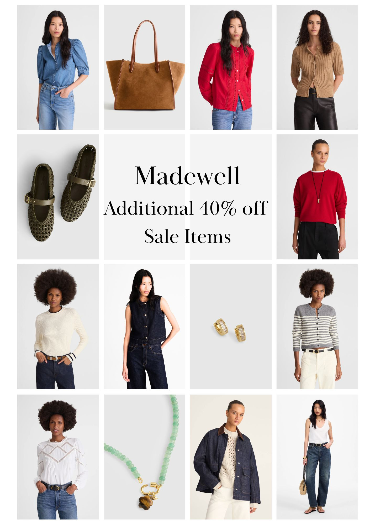 @Madewell  
Sale items are now an additional 40% off and full priced items are 25% off! 

 

#LTKSaleAlert