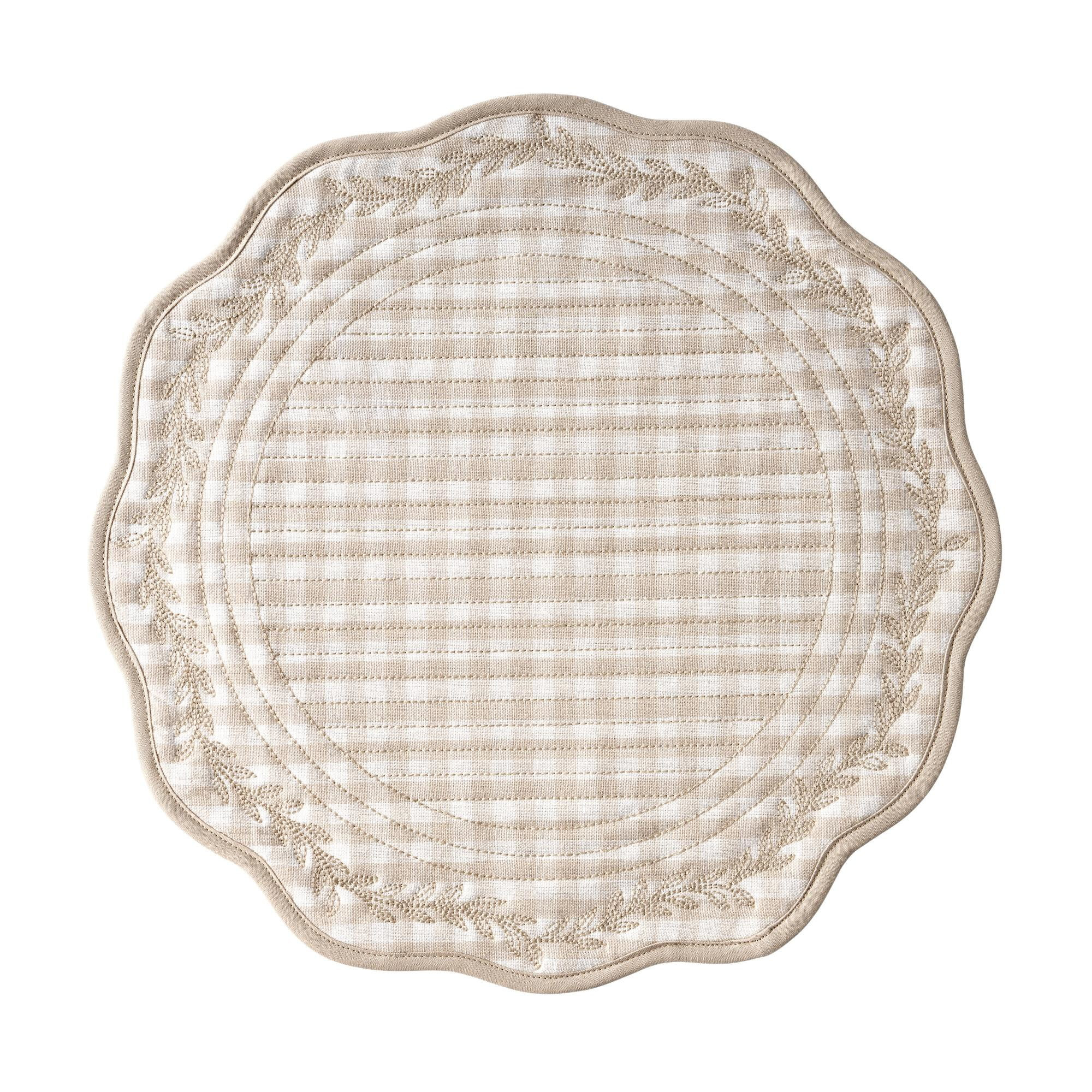 The Pioneer Woman Quilted Mini Gingham Woven Placemat, Beige, 15" Round | Walmart (US)