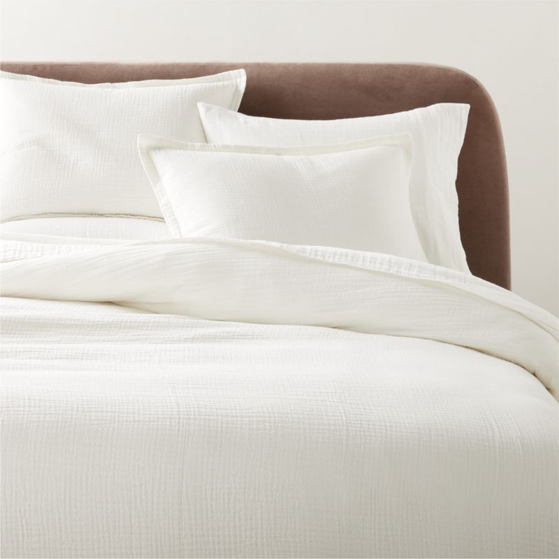 Alto Organic Cotton Gauze Warm White King Duvet Cover + Reviews | CB2 | CB2