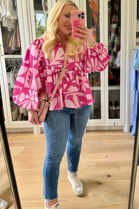Tuckernuck pink blouse size XS. Paige jeans. Spring top. Spring look. Spring blouse. Spring style 

#LTKstyletip #LTKSeasonal