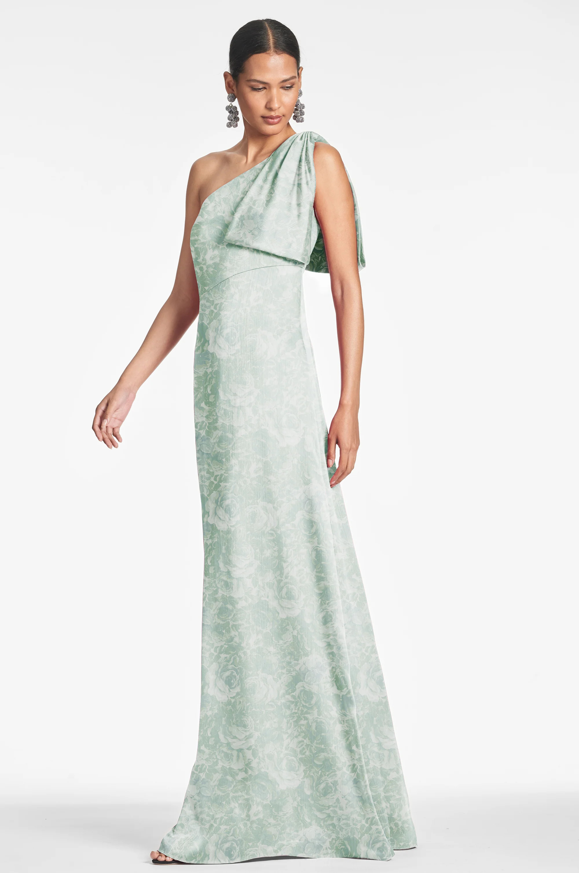CHELSEA GOWN - SAGE PAINTED FLORAL | Sachin and Babi