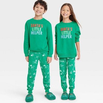 Kids' Santa's Little Helper Matching Family Sweatshirt - Wondershop™ Green L | Target