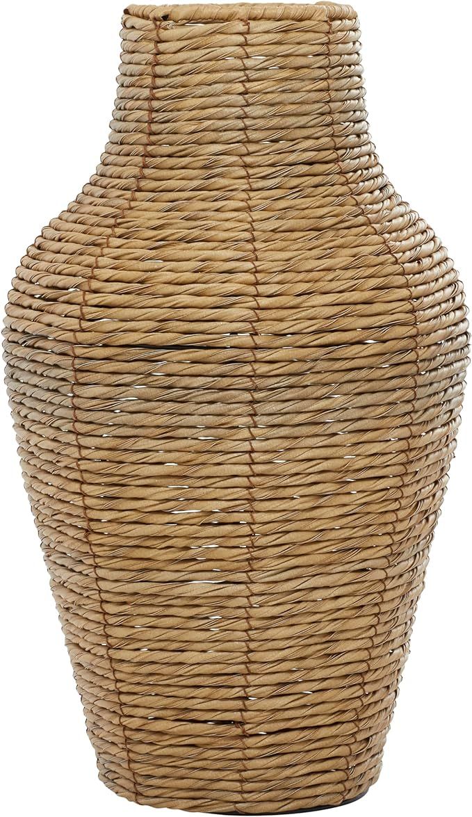 Deco 79 Faux Seagrass Handmade Tall Woven Floor Vase, 10" x 10" x 18", Brown | Amazon (US)