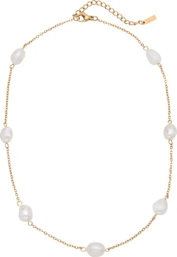 Freshwater Pearl Water Resistant Station Necklace | Nordstrom Rack