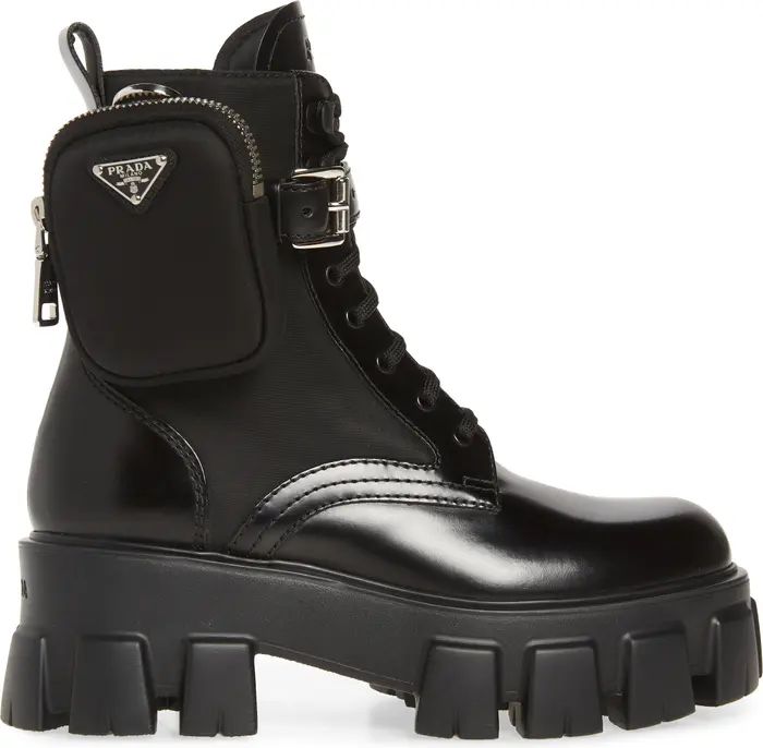 Prada Monolith Mini Bag Lug Sole Combat Boot | Nordstrom | Nordstrom