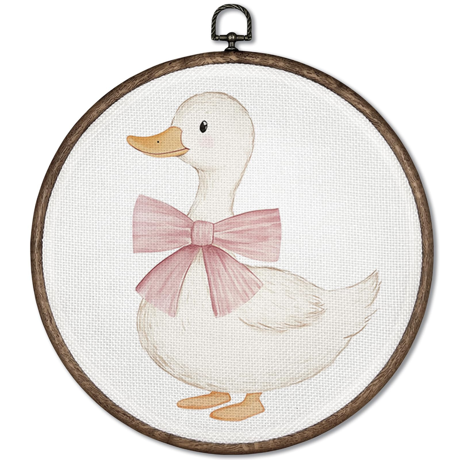 GWFSJYU Coquette Duck Framed Wall Art, Duck Nursery Decor, Cute Ducks Round Canvas Prints Wall Ar... | Amazon (US)