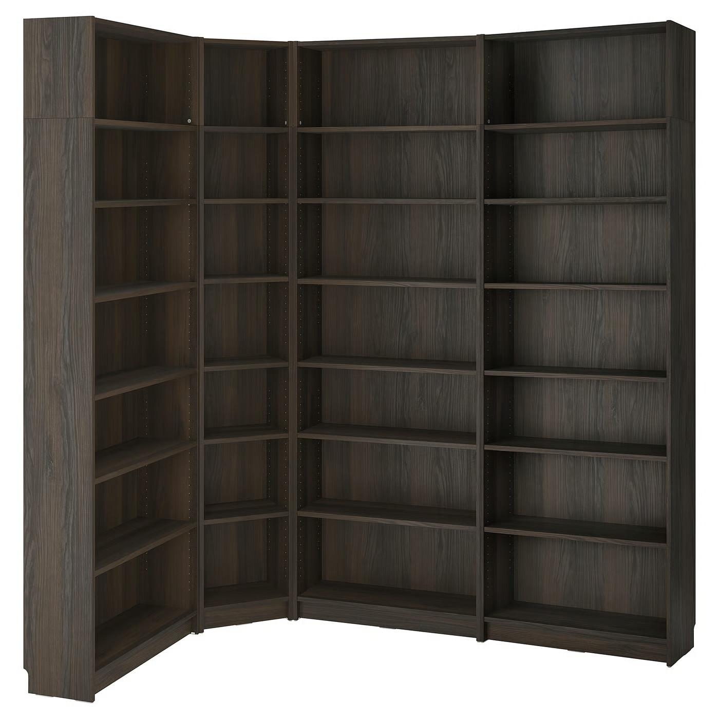 IKEA BILLY bookcase corner comb with ext units, dark brown oak effect, 84 5/8/53 1/8x11x93 1/4 | IKEA US