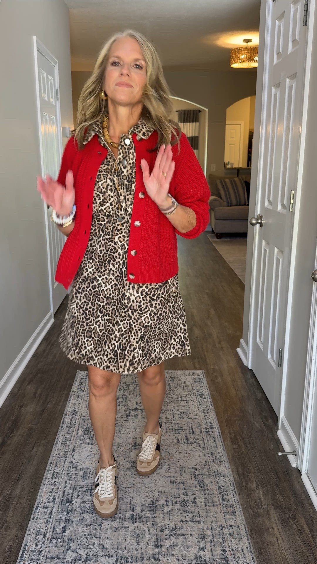 Loft denim leopard dress and Cozy Earth sweater. Use CE-COAST for 20% off sweater. Wearing XS in both. Use COAST 25 on necklace and COAST20 on bracelets

#LTKSaleAlert #LTKWorkwear #LTKOver40