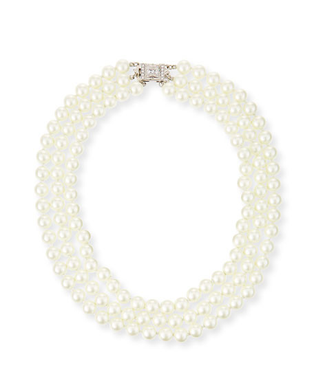 Kenneth Jay Lane Deco 3-Row Pearly Necklace | Neiman Marcus