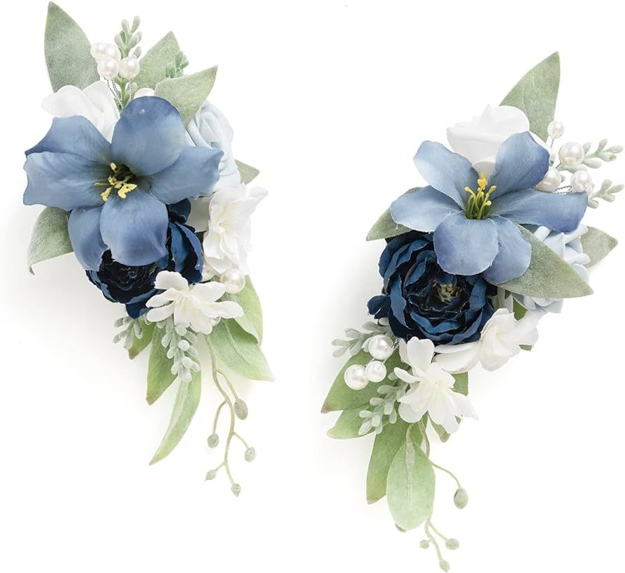 Ling's Moment Navy Blue Flower Shoulder Corsages,Mother of The Bride Corsage Set of 2, for Weddin... | Amazon (US)