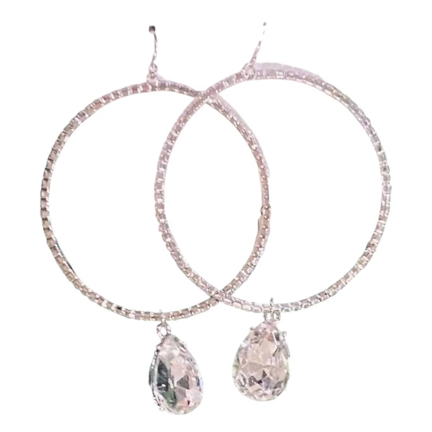 Women's Rhinestone Hoop Earrings In Silver | Shop Simon