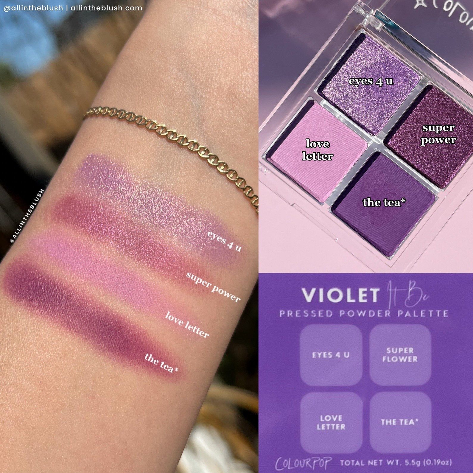 ColourPop Violet It Be Pressed Powder Shadow Quad Swatches💜✨

#LTKBeauty #LTKgrwm #LTKootd
