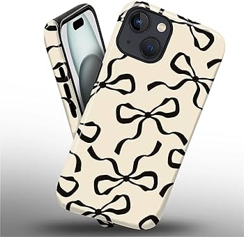for iPhone 15 Case,HL2 Aesthetic Black Bow Hybrid 2 Layer Hard Shell Silicone Protective Pattern ... | Amazon (US)