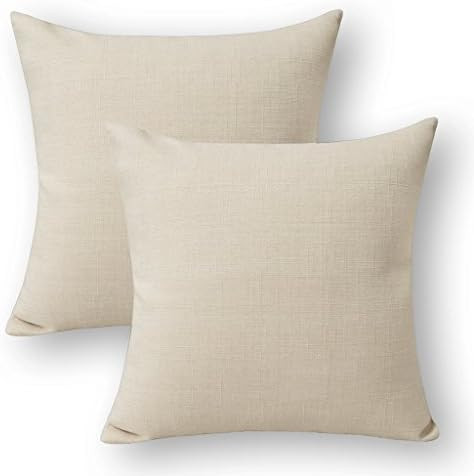 Jeanerlor Fax Linen Solid Decorative Ivory Pillow Cover/Euro Sham 26"x26"/Cushion Sham,Velvety an... | Amazon (US)