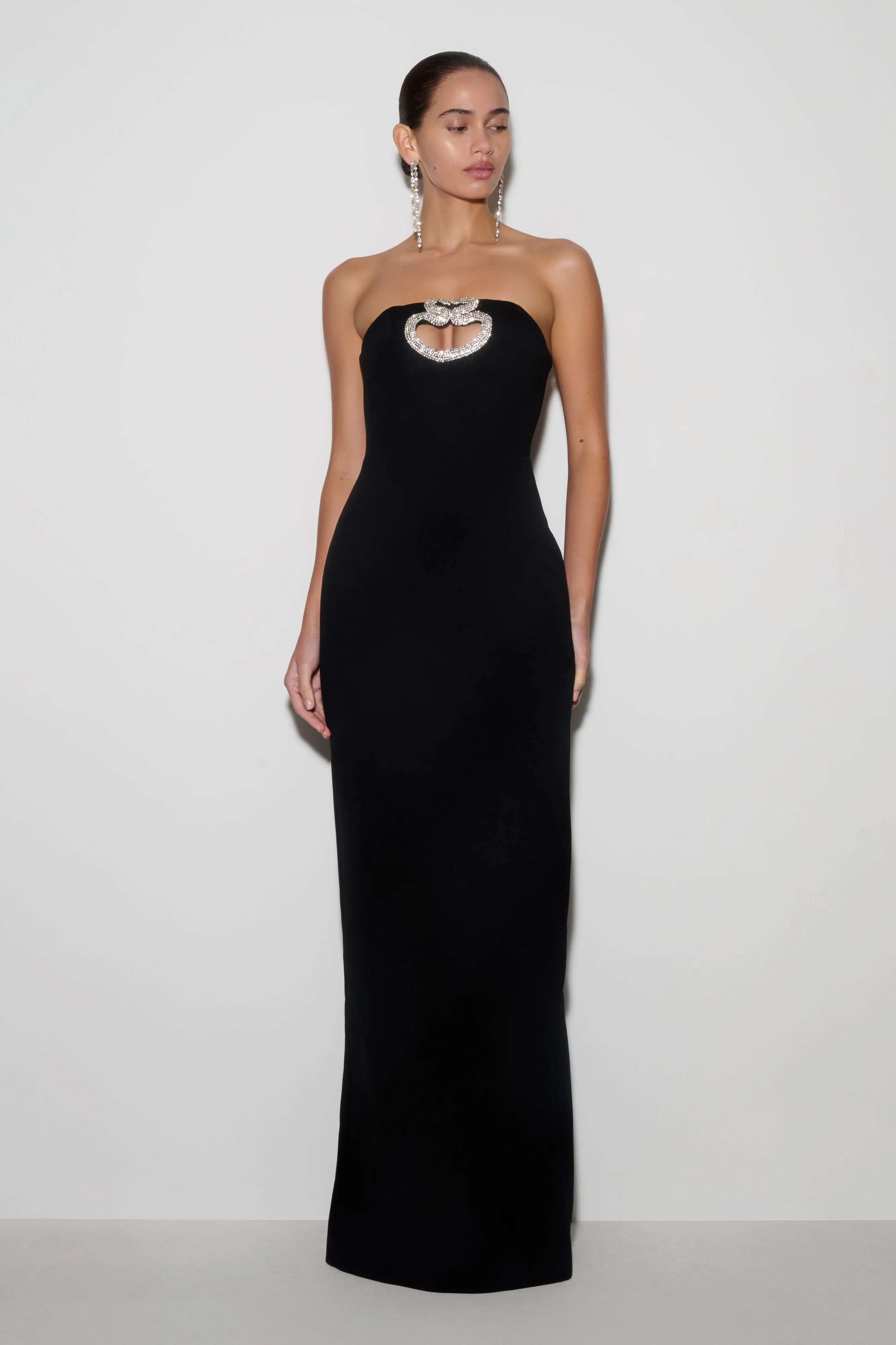 Hilda Embellished Strapless Maxi Dress - Black | MESHKI US