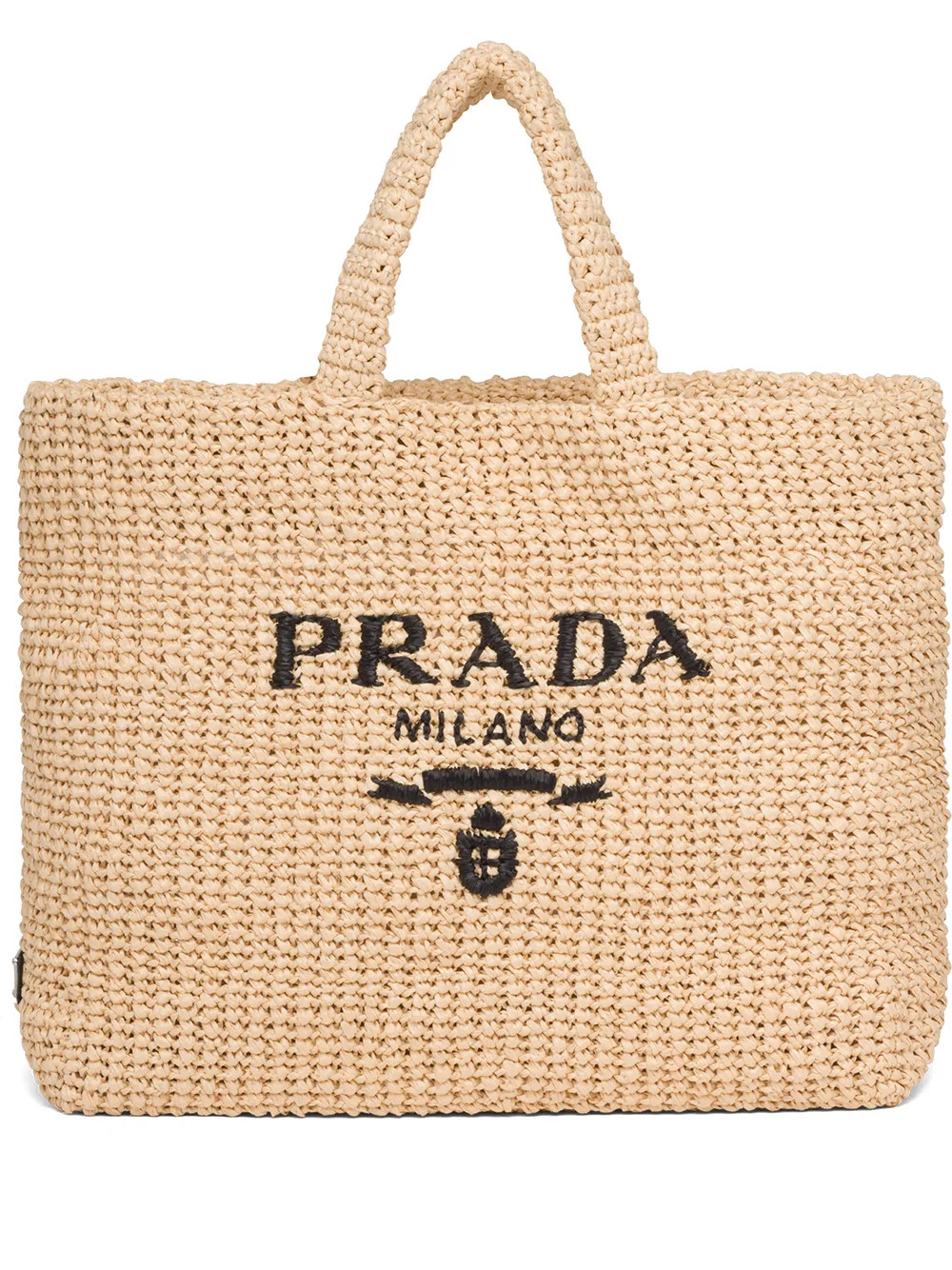 Prada logo-embroidered Raffia Tote Bag - Farfetch | Farfetch Global