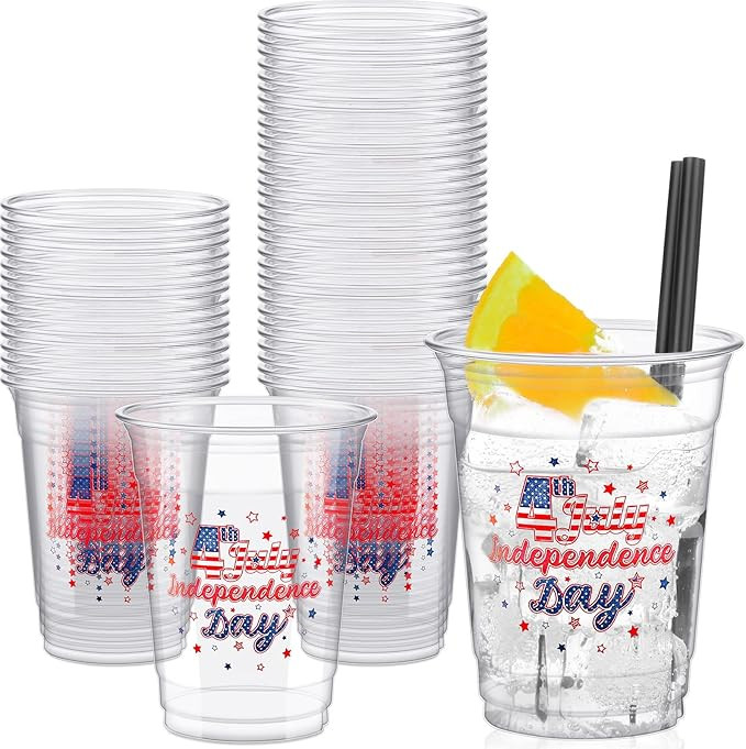 36 Pcs Patriotic Plastic Cups 4th of July Disposable Cups Soft Printed Party Plastic Cups for Ind... | Amazon (US)