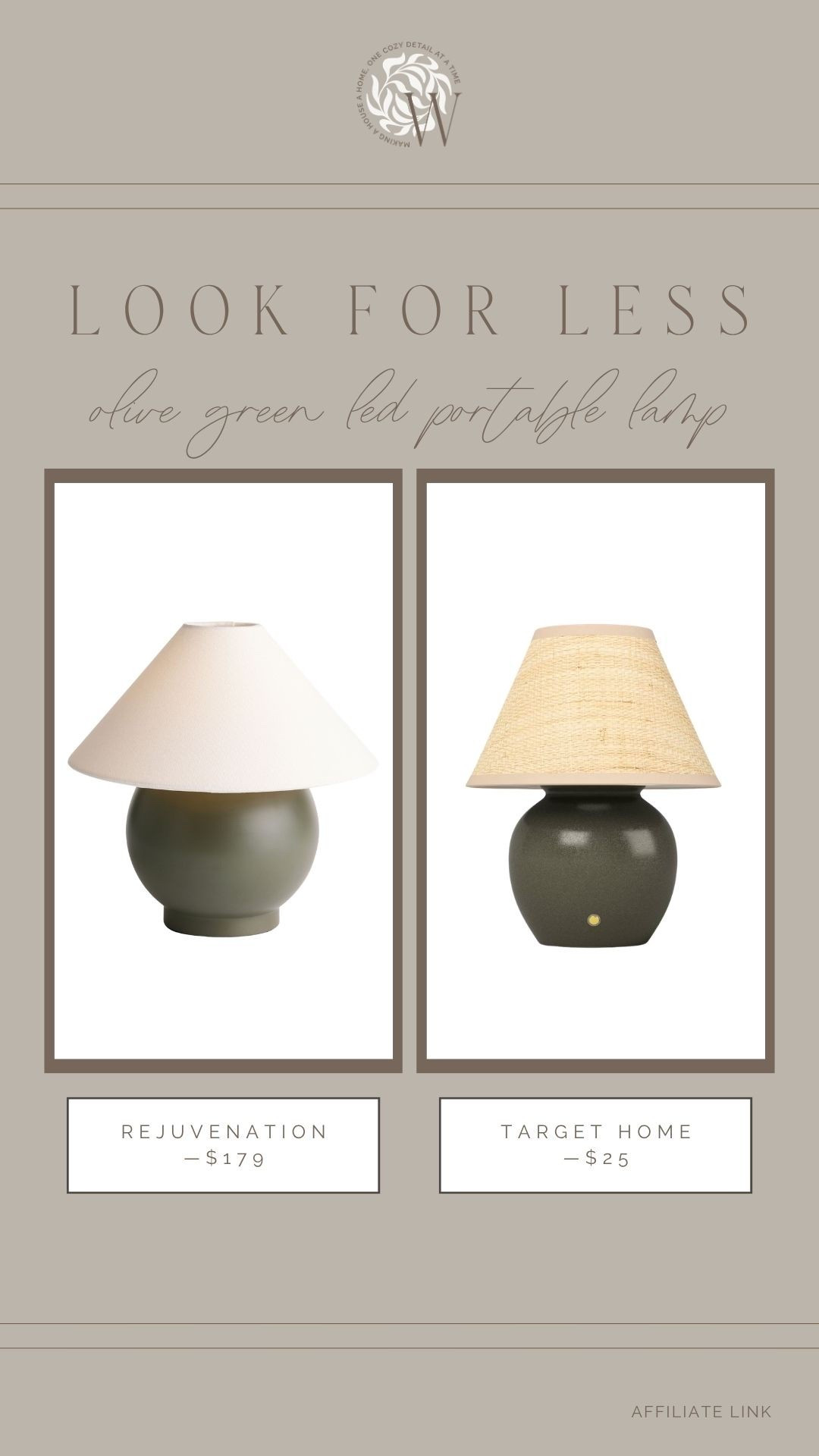 I love the ease and functionality of a portal lamp! Take them from a cozy kitchen corner to tabletop dining, outdoors on the patio at night, or in the bathroom for a cozy soak. Love this look for less—both beautiful options!

#LTKHome
