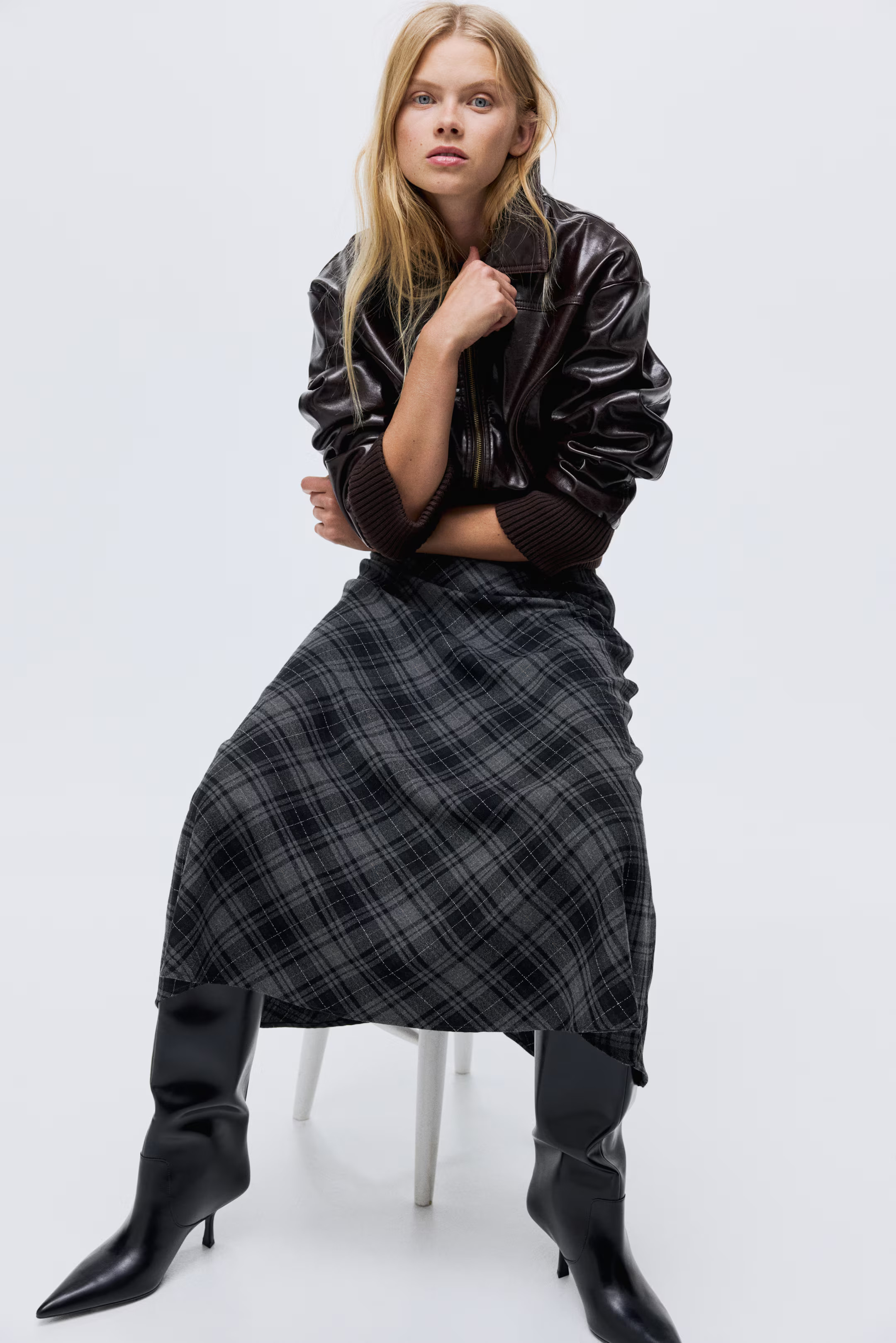 Midirock - Grau/Kariert - Ladies | H&M DE | H&M (DE, AT, CH, NL, FI)