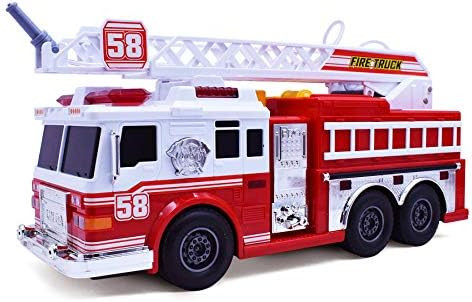 Fire Truck Motorized with Lights, Siren Sound, Working Water Pump and Rotating Rescue Ladder- Ele... | Amazon (US)