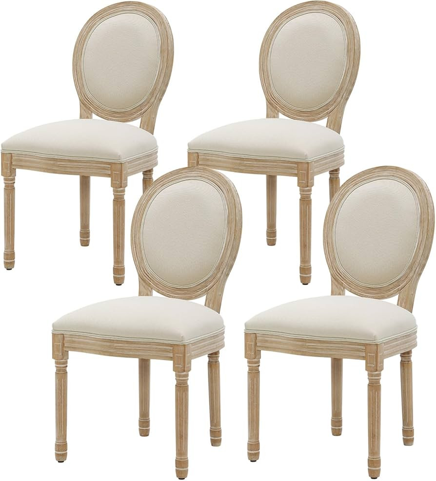 Furnimart French Country Vintage Dining Chairs Set of 4 Farmhouse Dining Chairs with Round Back a... | Amazon (US)