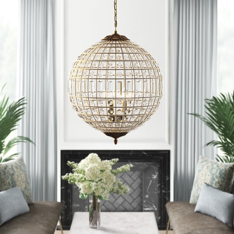 Nazareth 3 - Light Crystal Globe Chandelier with Crystal Accents | Wayfair North America