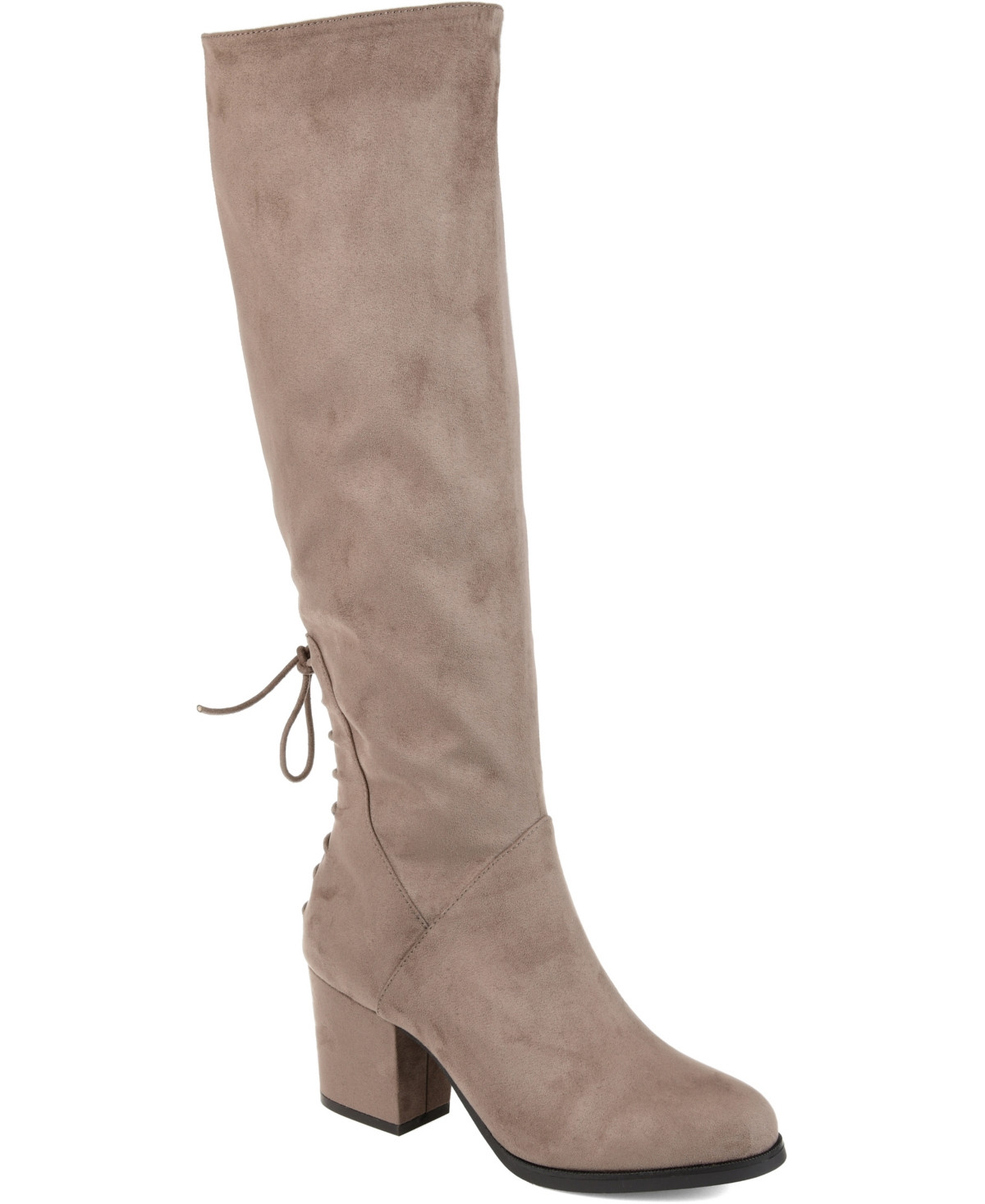 Journee Collection Women's Leeda Lace Up Detail Knee High Boots - Taupe | Macy's