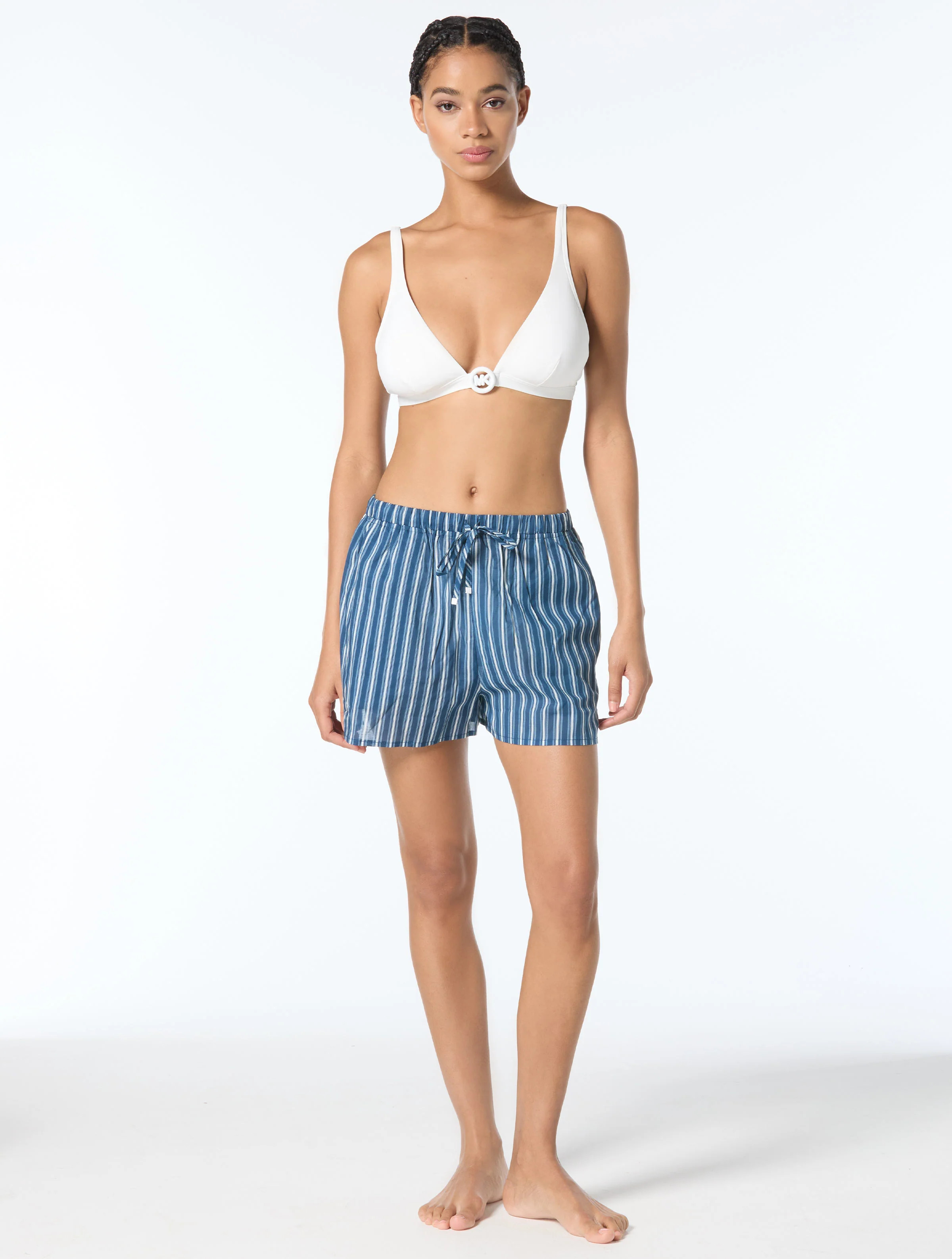 Michael Kors Pull On Cover Up Shorts - Marina Stripe | Beach2Ocean