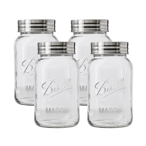 Ball Regular Mouth Glass Mason Jars with Lids and Bands, Used for Canning (Quart, 32 Ounce (Pack of 4)) | Amazon (US)