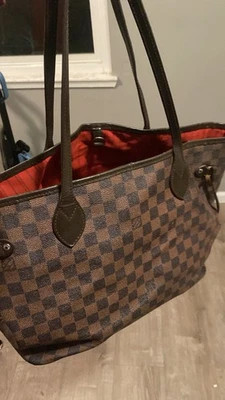 Louis Vuitton Neverfull Damier Ebene Large Tote Shoulder Bag Red Lining Pouch | eBay | eBay US