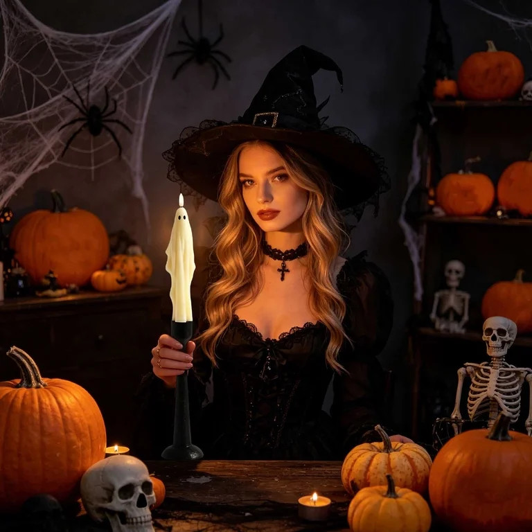 Black Ghost Candle Holder - Spooky Floating Phantom Taper Stand for Halloween Decor, Resin Table ... | Walmart (US)