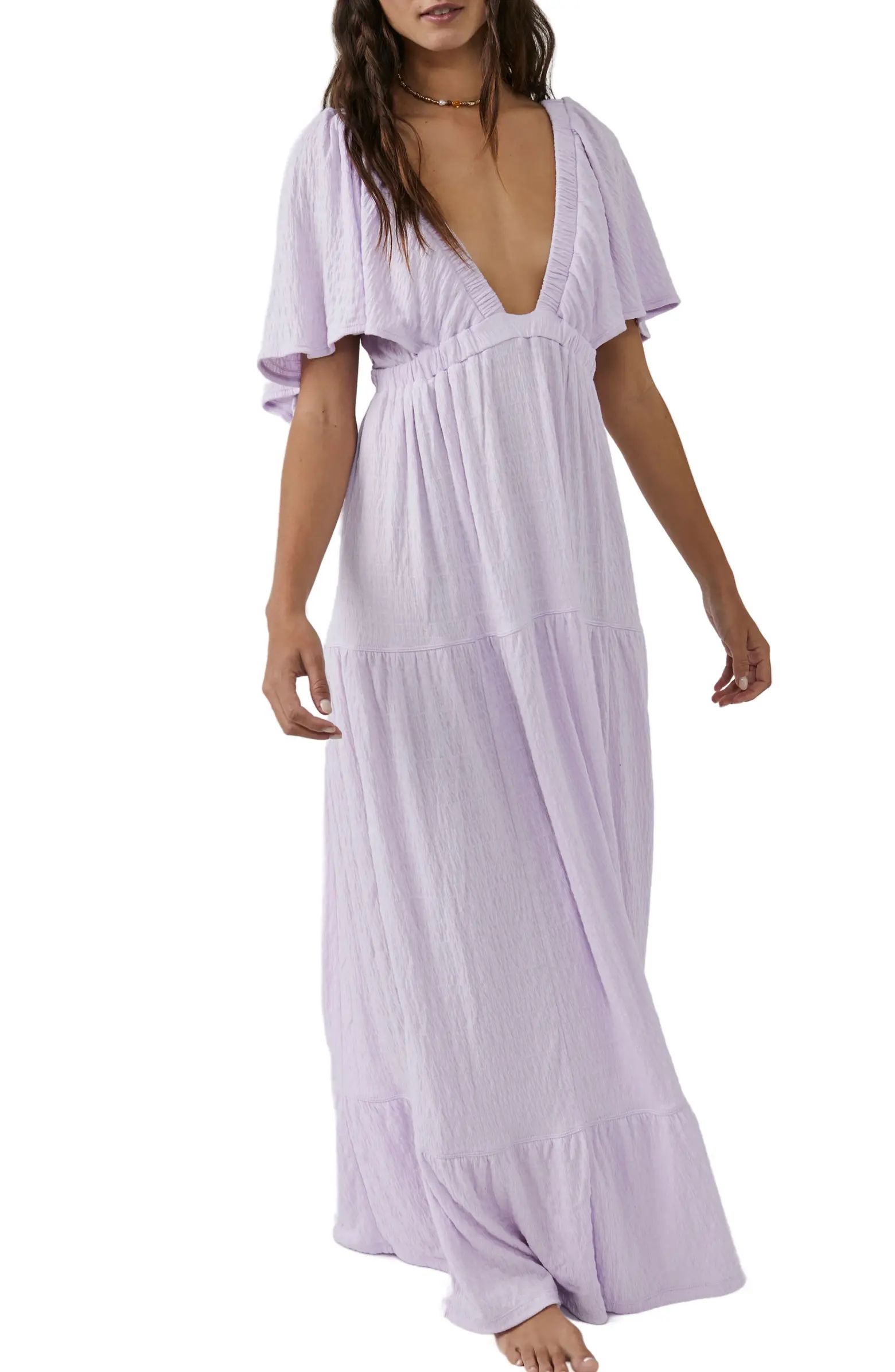 La La Tiered Flutter Sleeve Maxi Dress | Nordstrom