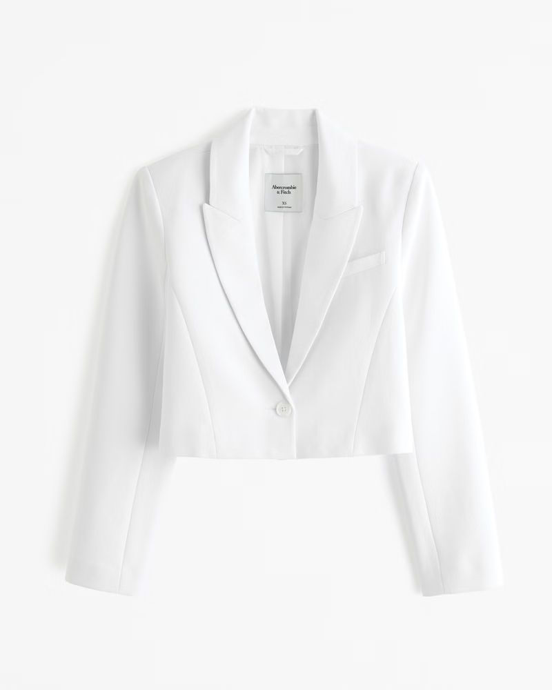 Women's Premium Crepe Cropped Blazer | Women's Coats & Jackets | Abercrombie.com | Abercrombie & Fitch (US)