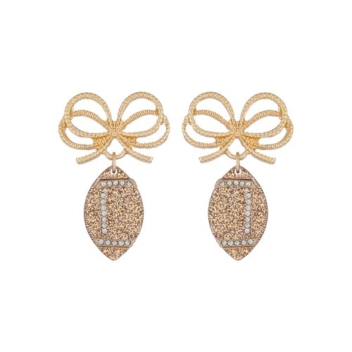 Firopia Football Dangle Earrings for Women | Acrylic Football and Bow Earrings | Game Day Earrings | Jewelry Gifts for Sport Lover Football Team | Amazon (US)