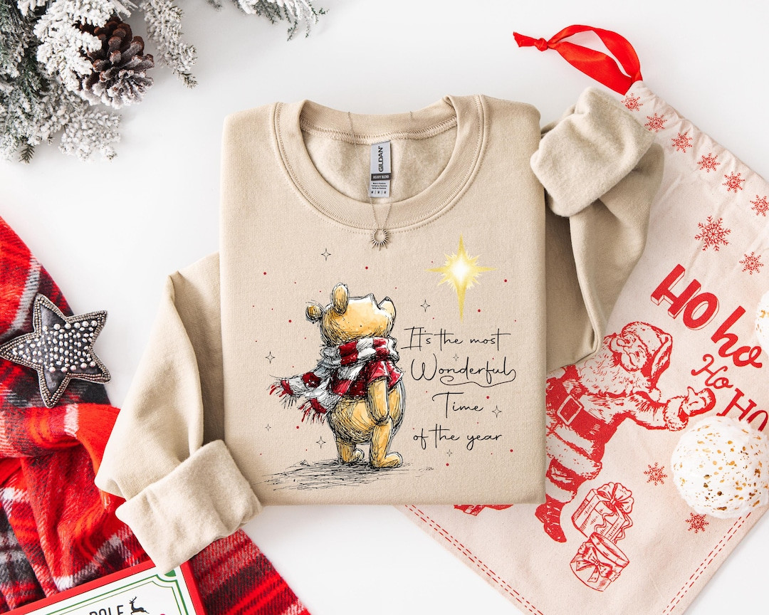 Christmas Winnie the Pooh Shirt, Cute Holiday Winter Pooh Sweatshirt, Cozy Festive Gift, Most Won... | Etsy (US)