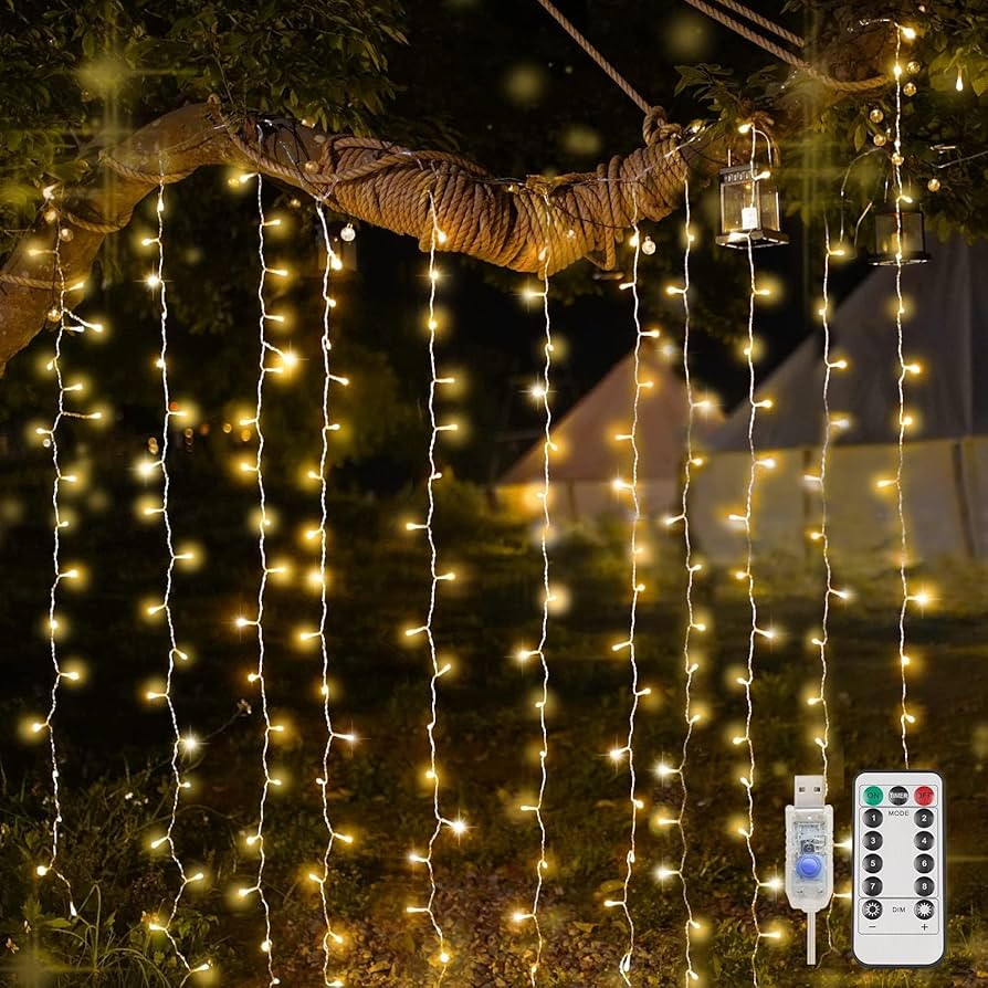 suddus Curtain Lights for Bedroom, 200 Led Hanging String Light Outdoor, Fairy Curtain Lights Ind... | Amazon (US)