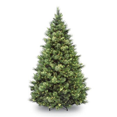 National Tree Company  7.5-ft Carolina Pine Pre-lit Traditional Flocked Artificial Christmas Tre... | Lowe's