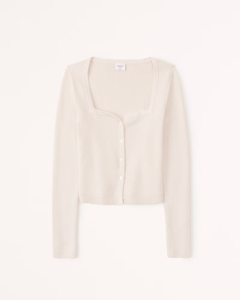 Button-Through Slim Sweetheart Sweater | Abercrombie & Fitch (US)