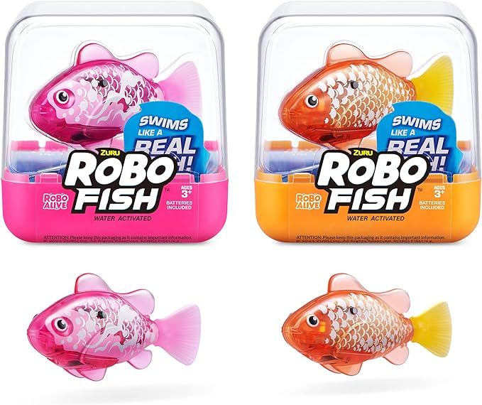 Robo Alive Robo Fish Robotic Swimming Fish (Pink + Golden) by ZURU Water Activated, Changes Color... | Amazon (US)