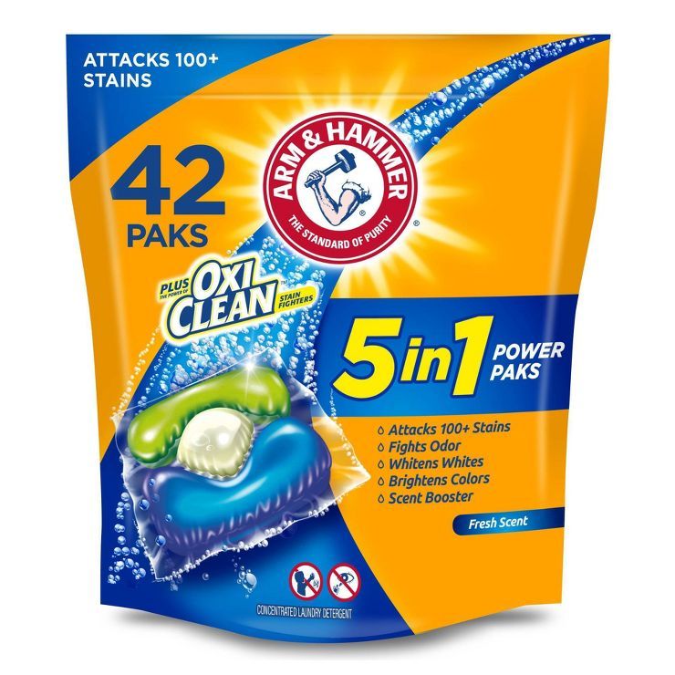 Arm & Hammer Plus OxiClean 5-in-1 Laundry Detergent Power Paks - 42ct/29.6oz | Target