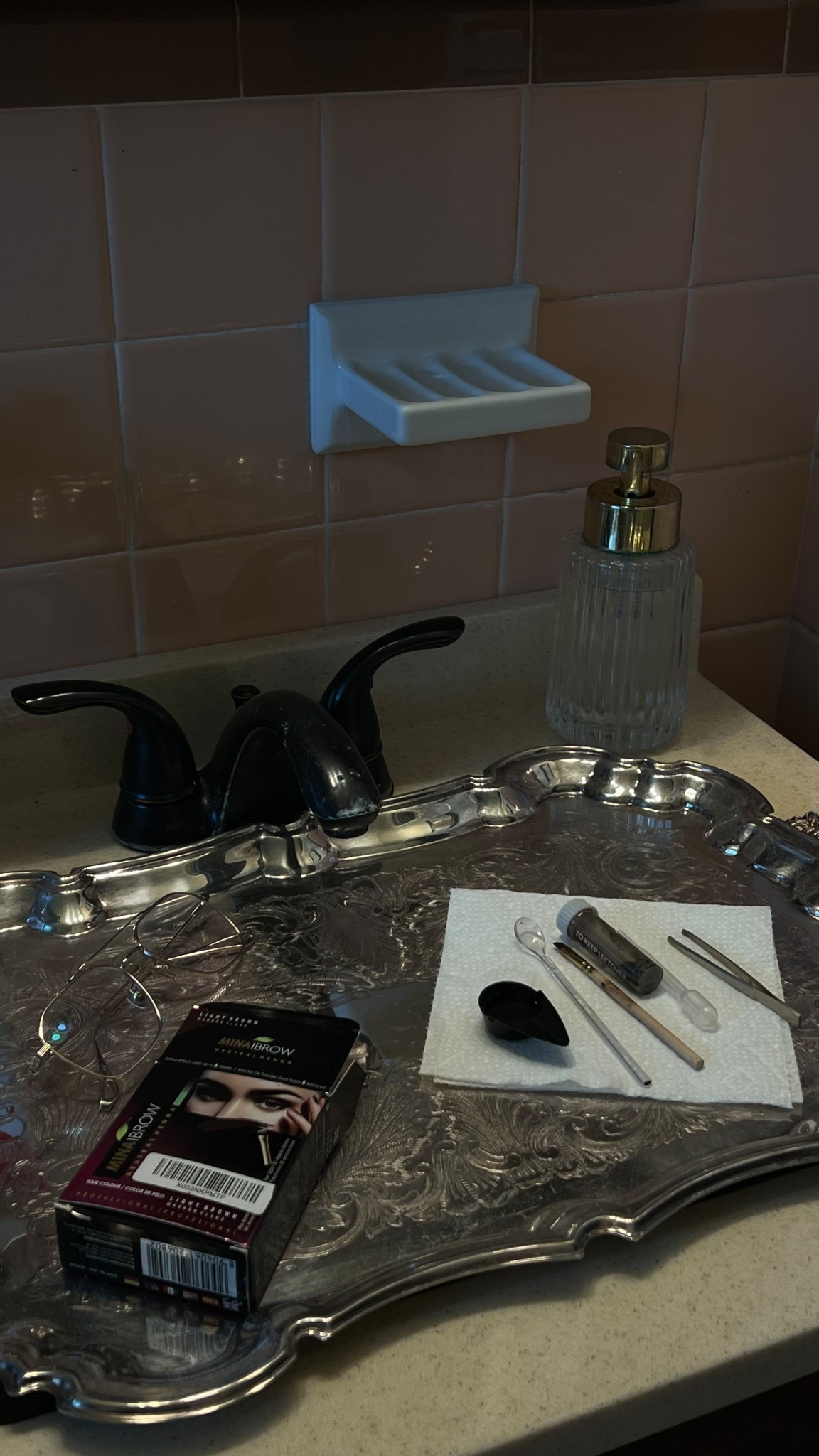 At-home temporary eyebrow dye kit! This usually lasts me 2-3 months before needing a touch up! I go in 10 minute increments just to ensure application is perfect and usually do 3 rounds of application/or 30 mins total!

Amazon find and SO much more affordable than going to a spa/salon for dyed eyebrows!