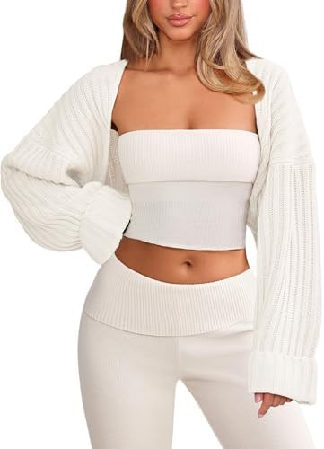 OZICERD Chunky Knit Bolero Shrug Cardigan Sweater for Women Fall Open Front Long Arm Sleeve Cropp... | Amazon (US)