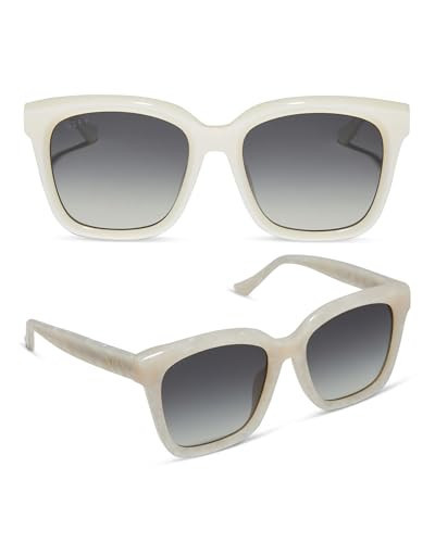DIFF Meredith Oversized Designer Square Sunglasses for Women UV400, Opaline + Grey Gradient | Amazon (US)