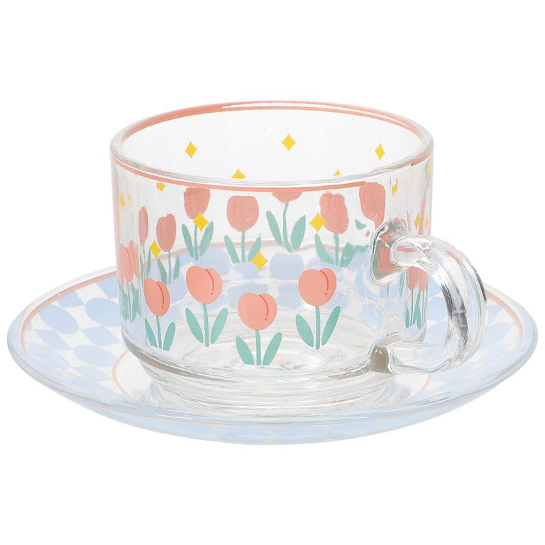 Afternoon Tea Cup with Saucer Milk Mug and Coffee Glass The Office Espresso Clear Novelty Gift Pl... | Walmart (US)