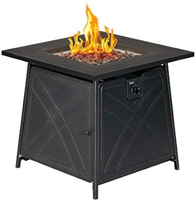 BALI OUTDOORS Gas Fire Pit Table, 28 inch 50,000 BTU Square Outdoor Propane Fire Pit Table with L... | Amazon (US)